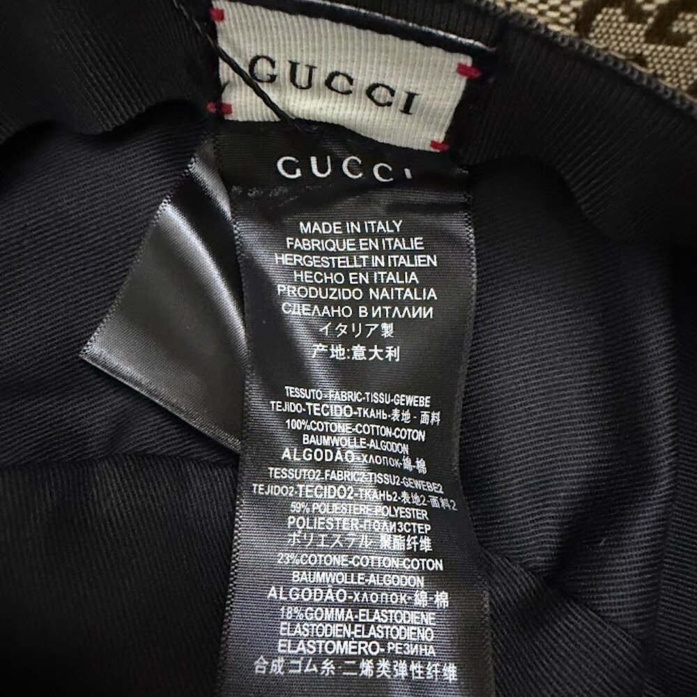 Gucci GG Supreme Monogram Bucket Hat Horsebit Gold Logo Beige Brown Italy - Picture 5 of 6